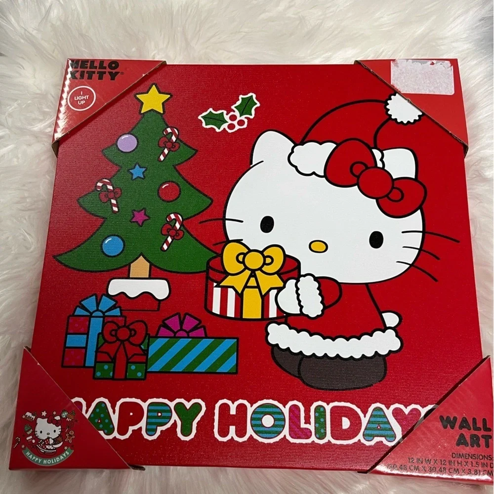 🆕Hello Kitty Christmas Light Up Wall Art Happy Holidays Decor Battery Operated